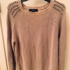Forever 21, medium, light brown, sweater with studs on shoulders